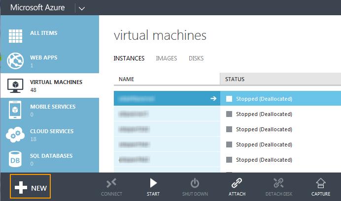 3. In the NEW window, navigate to COMPUTE > VIRTUAL MACHINE > FROM GALLERY. 4. On the Choose an Image page, search for Barracuda CloudGen WAF for Azure image.