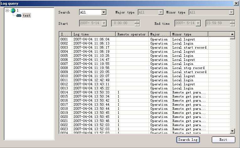 2.1.10 View DVR local log You can search the server status from client software.