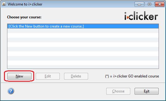 Step 8: Click the New button to create a new iclicker course.