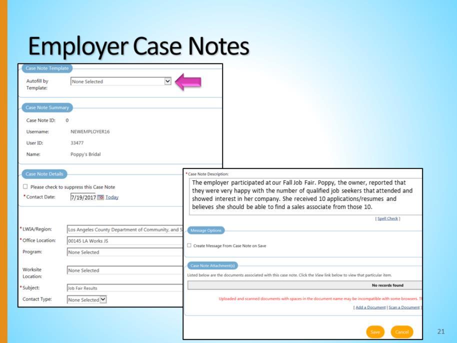 If you would like to create the case note using an existing template, select the appropriate template from the Autofill by Template dropdown.