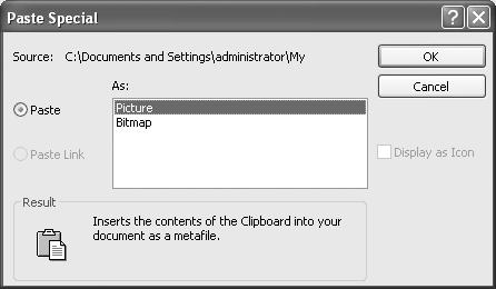 Copying and Pasting Objects Paste an Object Select the object in the source program. When you copy or paste an object, Access stores the object in the Office Clipboard.