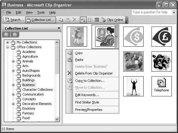 Insert a Clip Art Object Click the Start button, point to All Programs, point to Microsoft Office, point to Microsoft Office Tools, and then click Microsoft Clip Organizer.