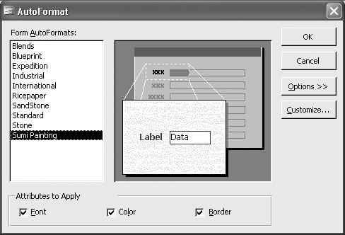 Formatting a Form or Report AC0S--9, AC0S-- Format a Form or Report with AutoFormat A fast way to format a form or report is with the AutoFormat button, available in Design view.