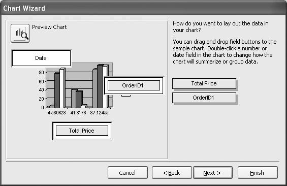 You can also save your customized settings as a format to use when you create other charts. Create a Graph Chart 7 8 In Design view, click the Insert menu, and then click Chart.
