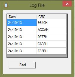 Log File A Log File with date of creation of the project and related checksum (CRC 4-digit hexadecimal