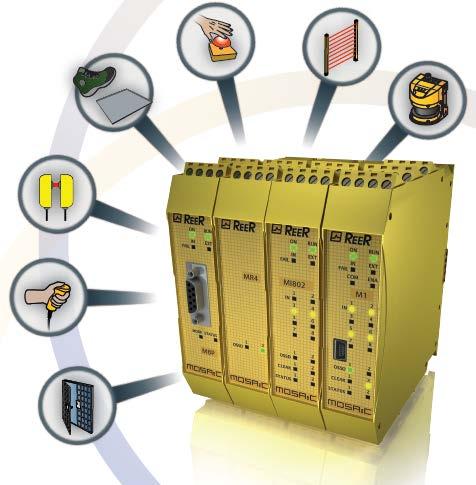 Modular Safety Integrated Controller MOSAIC can manage safety sensors and signals such as light curtains photocells laser scanners emergency stops electromechanical