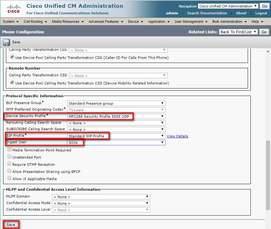 Configuration Note 3. Configuring Cisco CUCM Administration Figure 3-10: Phone Configuration (2) 9.