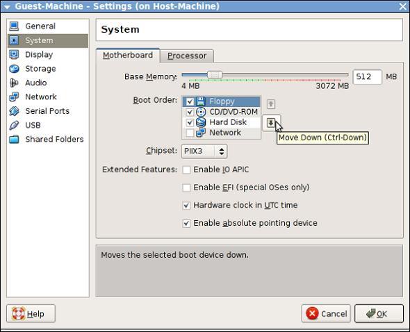 Select System. On the right panel ensure that the boot order is correct ( Similar to setting the boot order in BIOS ).