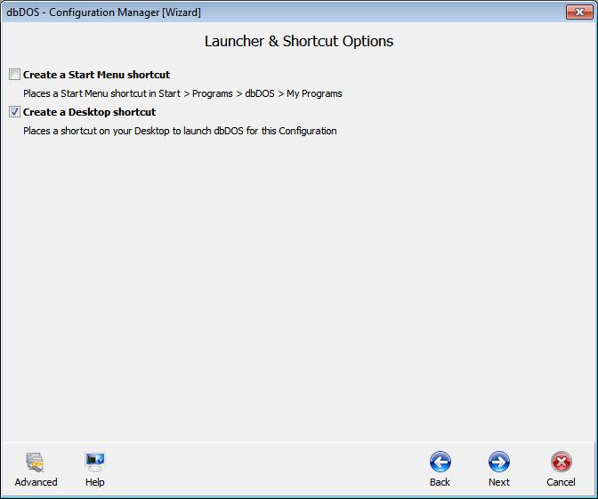 Step 6: Launcher & Shortcut Options: These are additional options that can be set with the configuration to make the product run as desired.