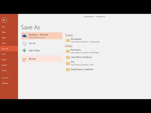 PowerPoint 2016 Saving Presentations Introduction Whenever you create a new presentation in PowerPoint, you'll need to know how to save in order to access and edit it later.