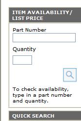 Item Availability Click on Item Availability to check if a part and quantity are available.