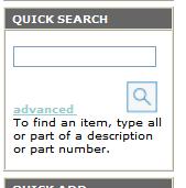Quick Search This feature is used as a fuzzy search. If you have a partial part number, it will pull up all part numbers that have this in it. (Ex. 9216) 1.