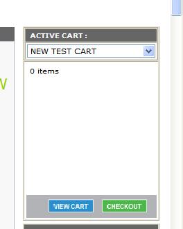 Manage Carts To select your New Test Cart as your active cart, click on SELECT then click on UPDATE.