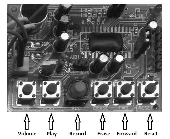 ISD Recording Circuit Figure 4: ISD Recording Circuit The ISD-1760 circuit board allows for recording and playing back of user input audio content.