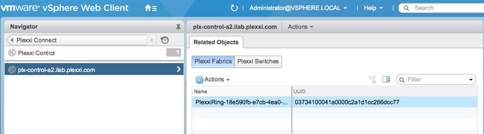 Viewing Plexxi Control Hosts To identify the Plexxi Control host name and configured user name, from Plexxi Connect Home, select Plexxi Control.