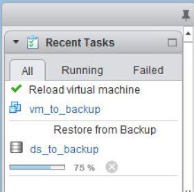 5. Select one of the following restore options: Restoring virtual machines and datastores from backup copies 147 Option The entire virtual machine Particular virtual disks Description Restores the
