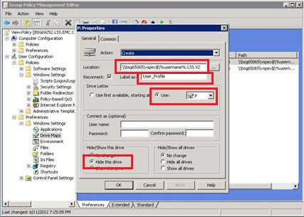 Figure 22. Configure drive mapping common settings Repeat the steps above to create the user s profile mapped drive using the following variables.