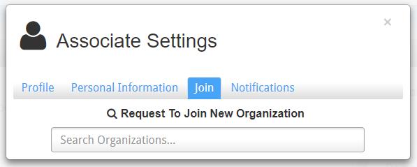 JOIN AN ORGANIZATION If you need to join another organization already existing in HASA Care Coordination, select the Join tab of the Associate Settings card.