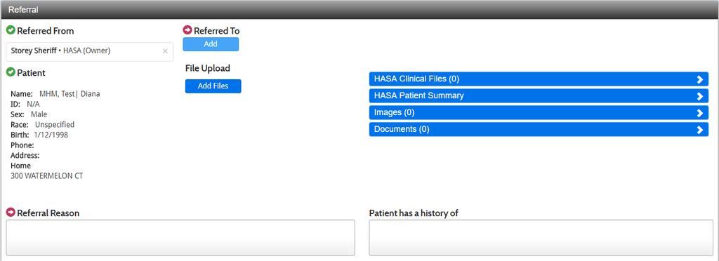 The data that is in the HIE on that patient will appear. And you can add the patient summary by selecting Add HASA Patient Summary.