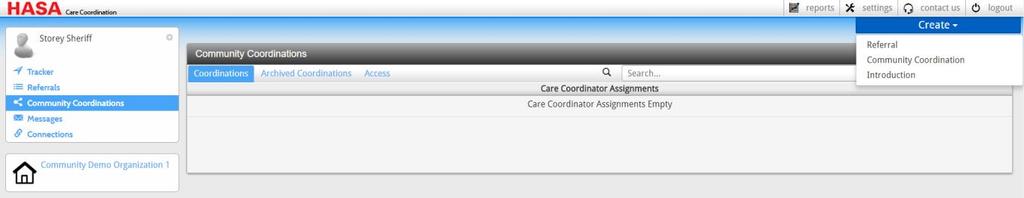 HASA Care Coordination QuickStart - Community Coordination You can always view your current Community Coordinations by clicking the link in the provider card.