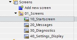 3 Commissioning 4. Define the screen "10_Startscreen" as the start screen.