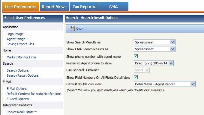 3.4 Search Result Options Show Search Results as, and Show CMA Search Results As: This will allow the agent to customize how the search results will appear.