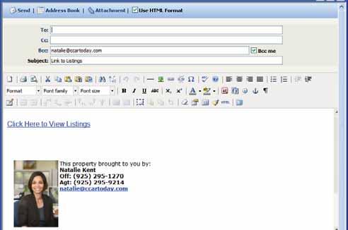 An email window will now display. Enter the Recipient Address and add a Message to the body of the email. Click Send.