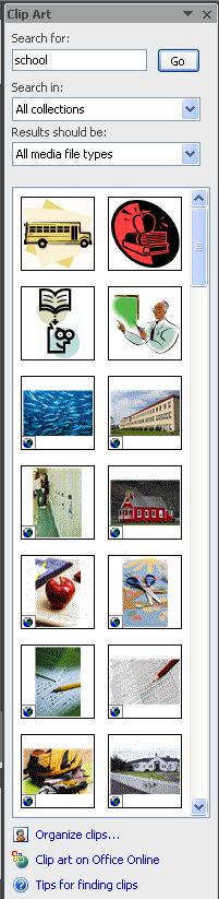 Inserting a Picture from Clip Art o On the Ribbon, click on the Insert tab. o In the Illustrations group, click on Clip Art.
