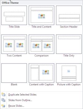 Adding Slides to a Presentation ADDING SLIDES To add slides to a presentation: 1. On the Home tab, in the Slides group, click the New Slide button.