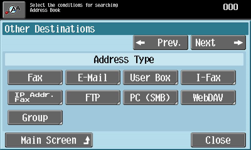 Using fax/scanning functions Touch the button for the desired