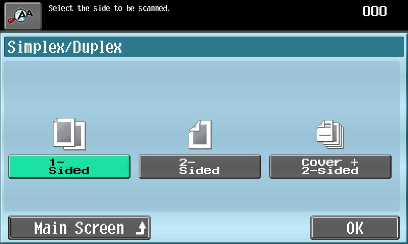 Using fax/scanning functions Touch [Simplex/Duplex]. To return to the Address Book screen, touch [Main Screen].