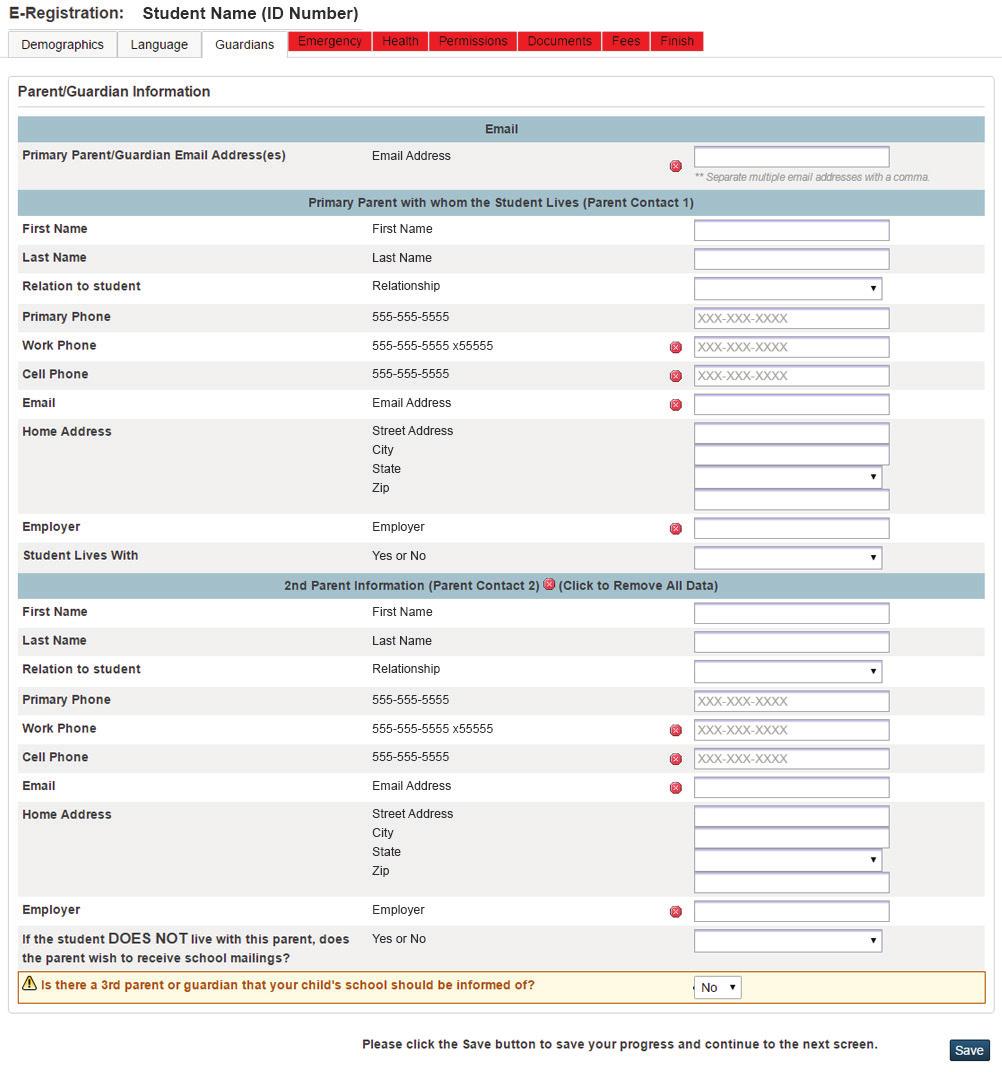 TAB 3 VERIFY GUARDIAN INFORMATION II Make any updates or changes to the information in the right column.