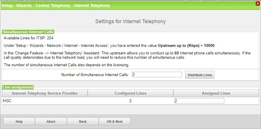 Enter number of simultaneous Internet calls with reference to number of channels by ITSP SIP trunk and available license for SIP trunk in License