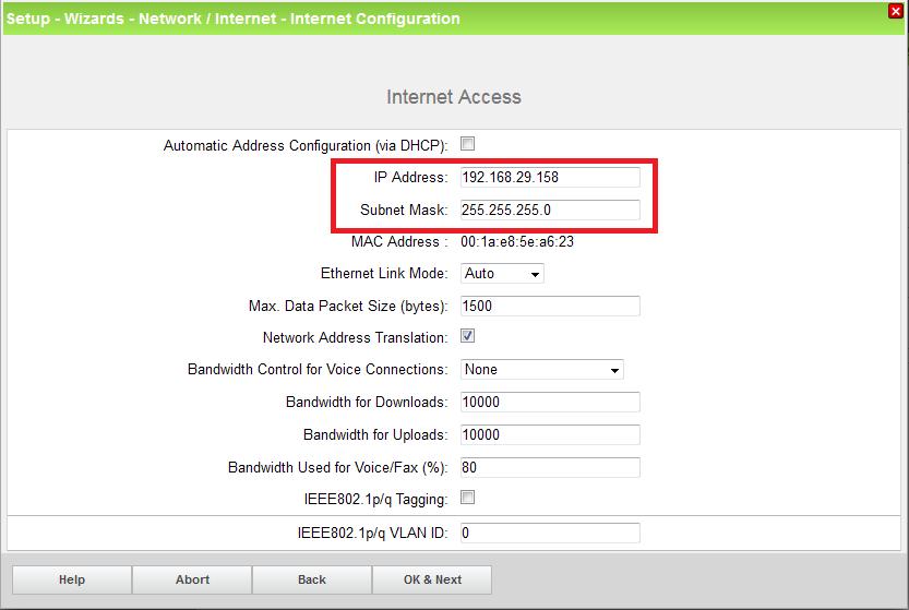 Configuration Wizard Internet Configuration With reference to SIP trunk configuration data from ITSP, it is assigned with dedicated IP address
