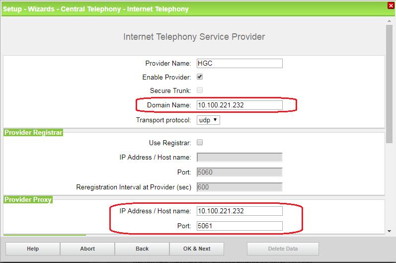 Enter the data (field #2 in SIP Router Acceptance Form) with