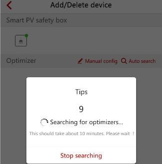 Automatic Search 1. Tap Auto search. 2. The optimizer search takes about 10 minutes.