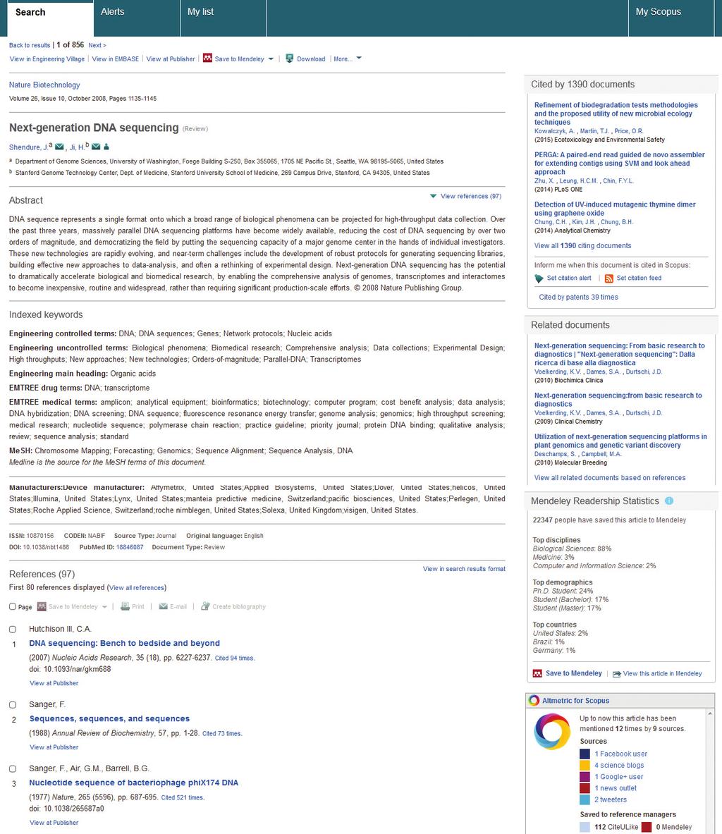 Mendeley / Using Abstract Pages Link to Full Text By clicking View at Publisher, you can link to the full text on each publisher s website. Link to Author Details Page Links to author s details page.