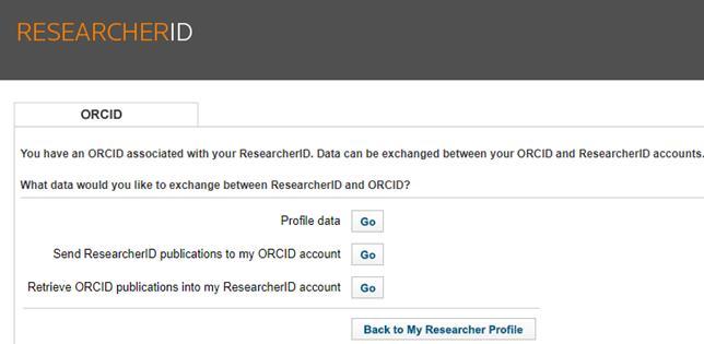 ResearcherID account - click on Yes Click on Go next