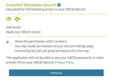 3 Syncing your ORCID account with CrossRef Metadata Search (Optional) CrossRef is the official agency which creates DOI