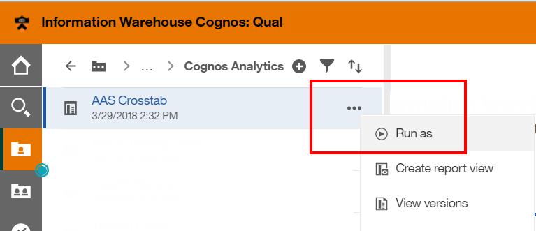 31 New in Cognos Analytics is the ability to run your report directly to the desired output without having to first run it to HTML.