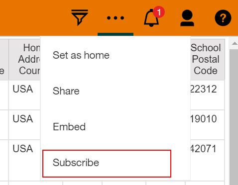 42 Users can set up their own subscriptions to a report. Subscriptions are a new feature available when viewing a report, which allows the user to quickly schedule a personal copy of the report.