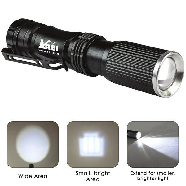 BMA9032 Adjustable Focus LED Flashlight LED light, Aluminum Body, adjustable focus, with belt clip.