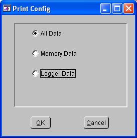 SOFTWARE CONFIGURATION Print Options Memory and Logger data is displayed in sequential order.