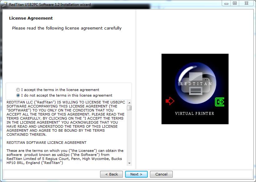 4. Choose "I accept the terms in the license agreement"