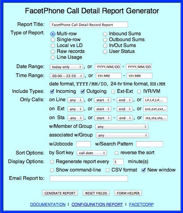 Reports FacetPhone provides a variety of reports about the usage of the system.