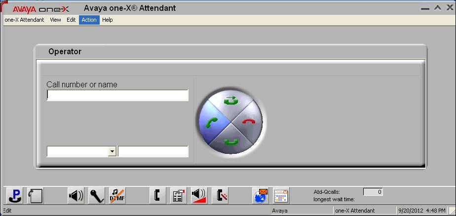 Audio Tuning Wizard On the attendant main dialog screen, the Operator window in the center of the screen includes a multi-function button for the user to perform the