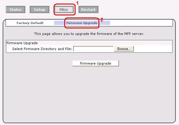 4. Click Browser and select the firmware file.