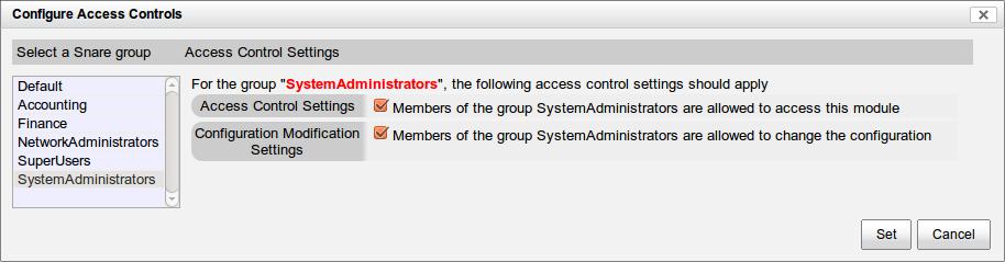 Access is granted at group level; therefore, a user must be attached to a group in order to view or change an objective. One of two levels can be granted: Write access.