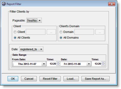 Custom Reports Figure 5 Report Filter dialog box 5. Change the settings in the Report Filter dialog box and click OK. Click Reset Filter to clear all settings in the Report Filter dialog box. 6.