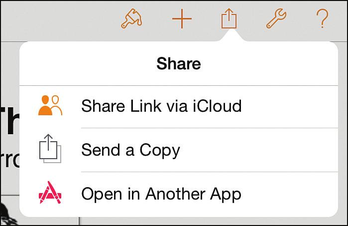 Sharing and Printing Documents 17 Sharing and Printing Documents Thanks to icloud, sharing documents with Pages, Numbers, and Keynote among your own devices is very easy.